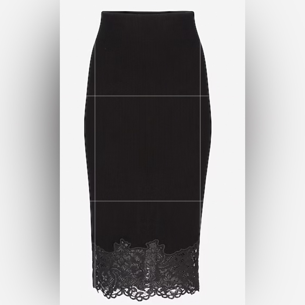 Express Black sweater Lace Hem Pencil Skirt,Size XS,extra small